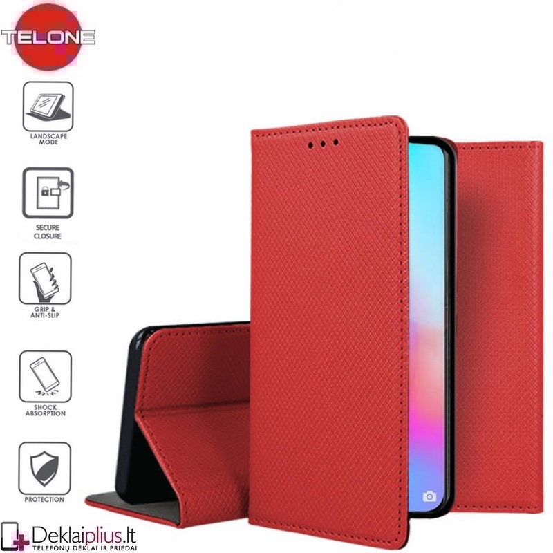 Telone smart magnet serijos atverčiamas dėklas - raudonas (telefonams Huawei Honor 9X Lite) Telone smart magnet serijos atverčiamas dėklas - raudonas (telefonams Huawei Honor 9X Lite)
